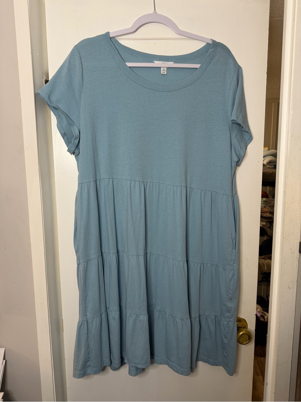 Time and Tru Light Blue Tiered Midi Dress